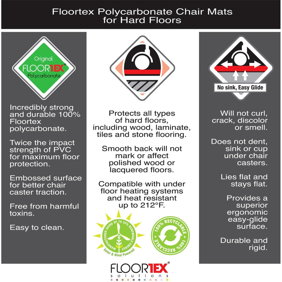 Cleartex Ultimat Polycarbonate Chair Mat for Hard Floors, 48 x 60, Clear