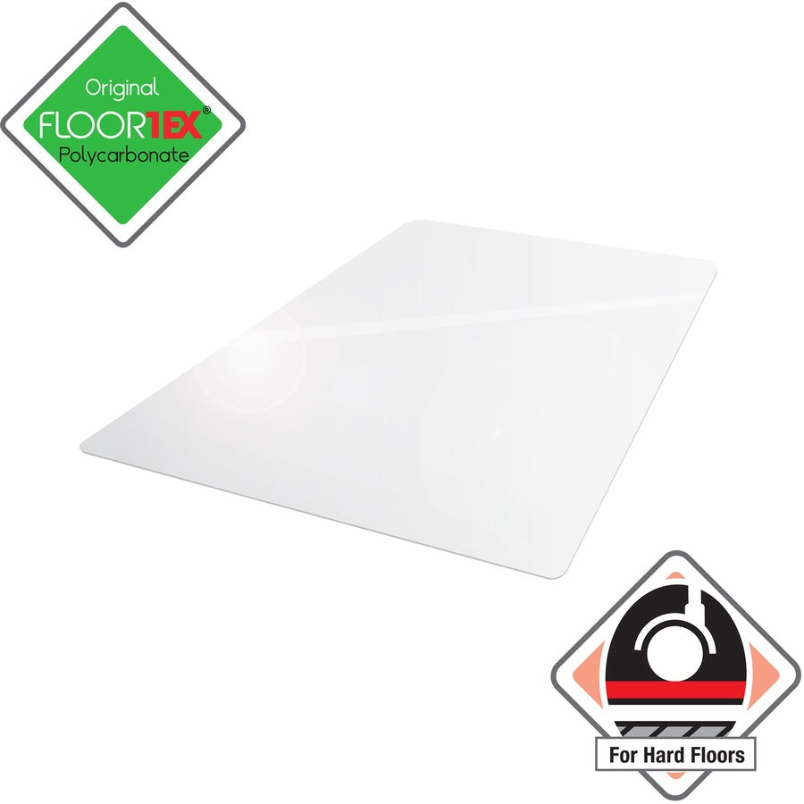 Ultimat Polycarbonate Rectangular Chair Mat for Hard Floor - 48" x 53" - Clear Rectangular Polycarbonate Chair Mat for Hard Floor - 53" L x 48" W x 0.075 - 