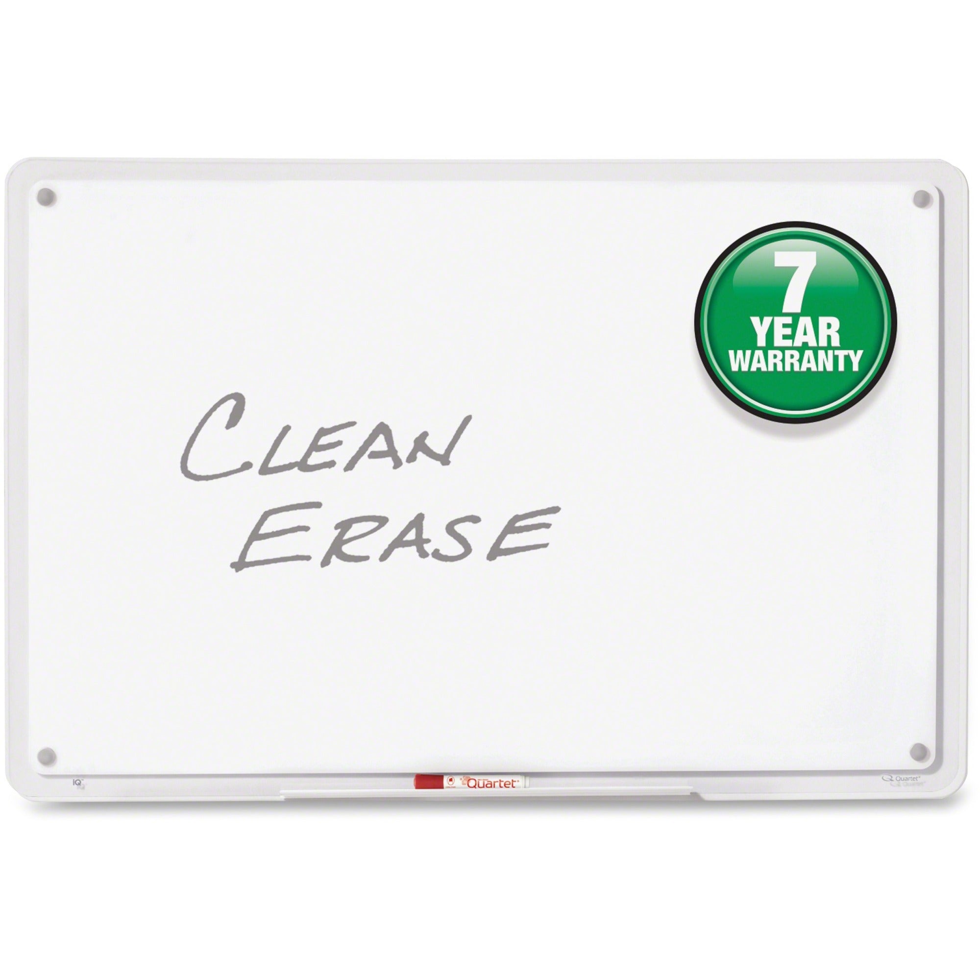 iQ Total Erase Translucent-Edge Board, 11 x 7, White Surface, Clear Plastic Frame