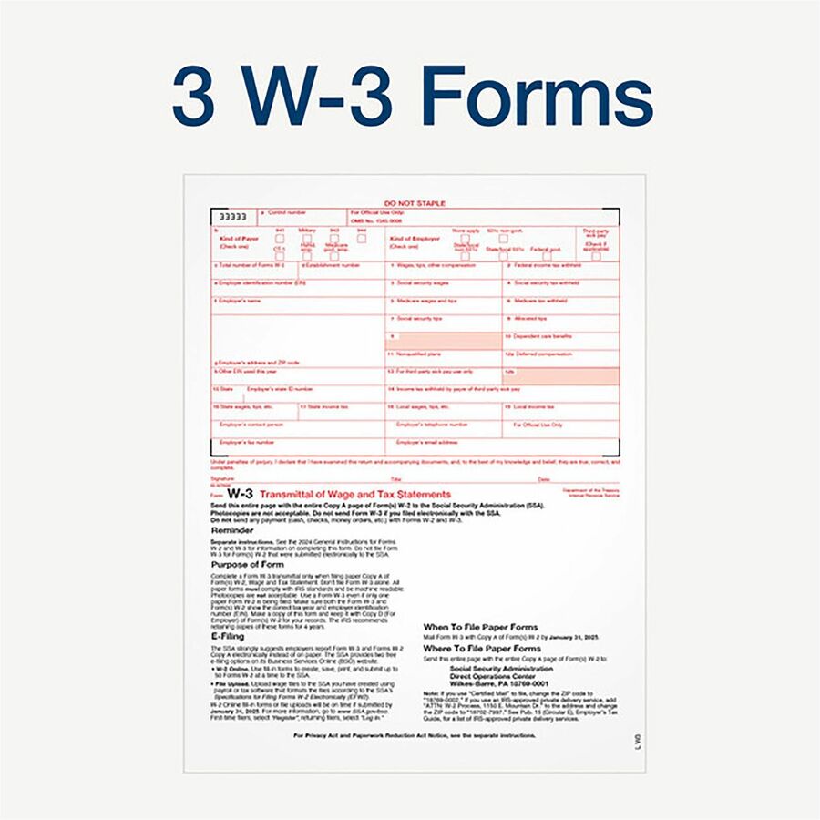 TOPS Carbonless Standard W-2 Tax Forms - 4 Part - 5.50" x 8.50" Sheet Size - White Sheet(s) - 24 / Pack