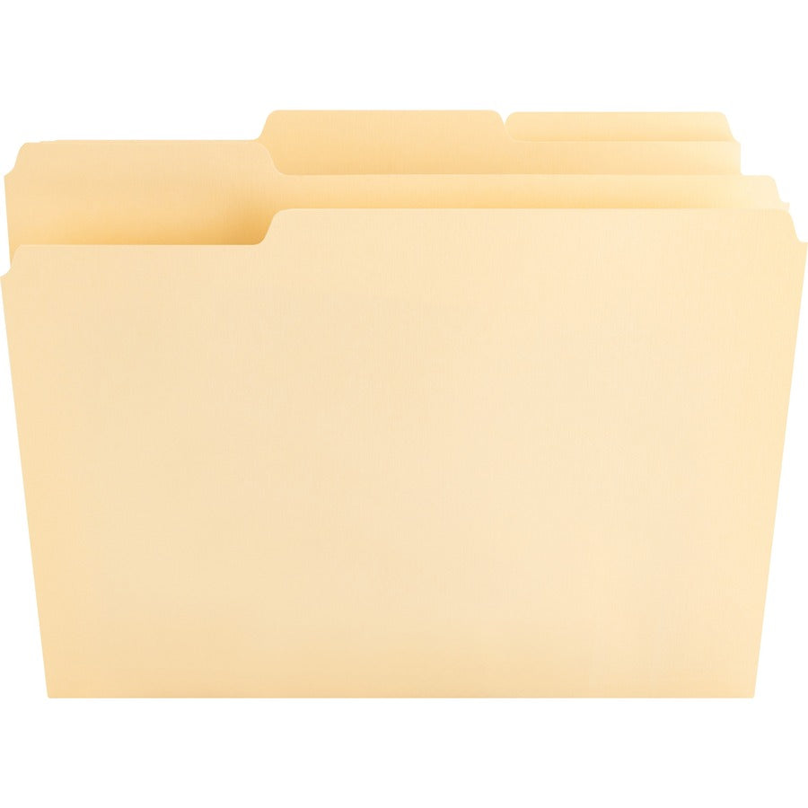 Nature Saver 1/3 Tab Cut Letter Recycled Top Tab File Folder - 8 1/2" x 11" - 3/4" Expansion - Top Tab Location - Assorted Position Tab Position - Manila - Manila - 100% Recycled - 100 / Box