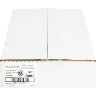 Nature Saver Black Low-density Recycled Can Liners - Medium Size - 33 gal Capacity - 33" Width x 39" Length - 1.25 mil (32 Micron) Thickness - Low Density - Black - Plastic - 100/Carton - Cleaning Supplies - Recycled
