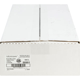 Nature Saver Black Low-density Recycled Can Liners - Extra Large Size - 60 gal Capacity - 38" Width x 58" Length - 1.25 mil (32 Micron) Thickness - Low Density - Black - Plastic - 100/Carton - Cleaning Supplies - Recycled