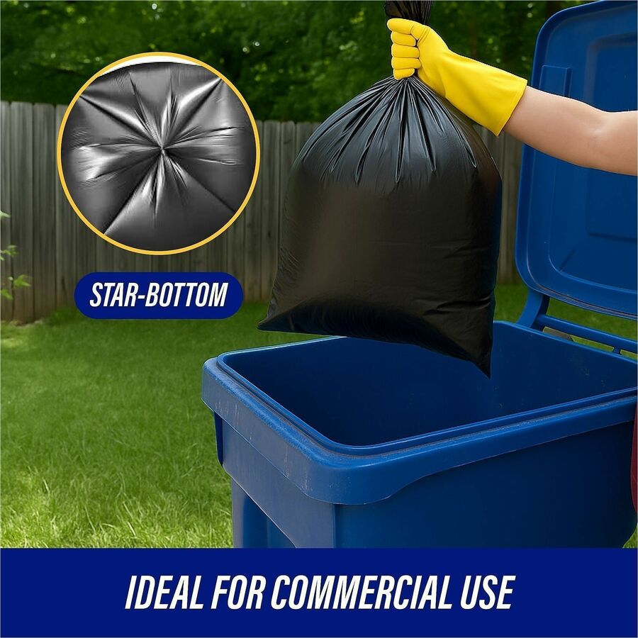 Genuine Joe Heavy-Duty Trash Can Liners - Medium Size - 30 gal Capacity - 30" Width x 36" Length - 1.50 mil (38 Micron) Thickness - Low Density - Black - 100/Carton