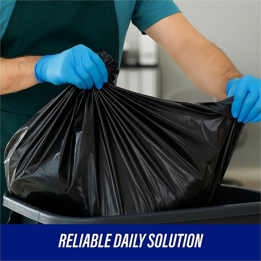 Genuine Joe Heavy-Duty Trash Can Liners - Medium Size - 30 gal Capacity - 30" Width x 36" Length - 1.50 mil (38 Micron) Thickness - Low Density - Black - 100/Carton
