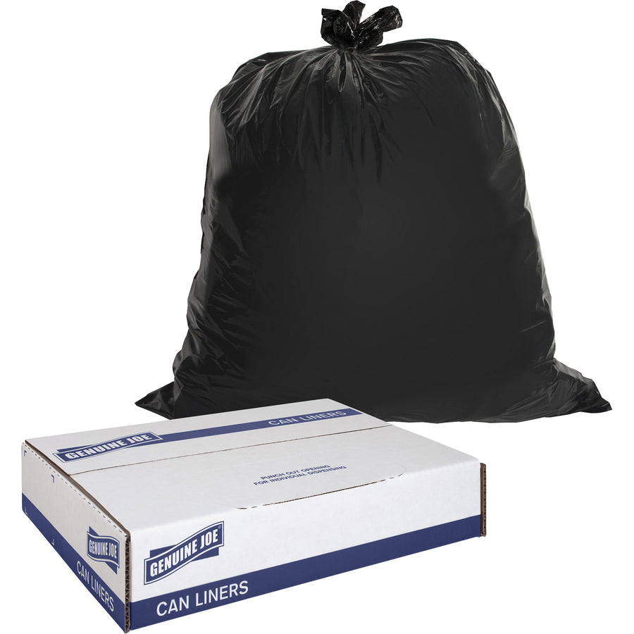 Genuine Joe Heavy-Duty Trash Can Liners - Medium Size - 30 gal Capacity - 30" Width x 36" Length - 1.50 mil (38 Micron) Thickness - Low Density - Black - 100/Carton - 