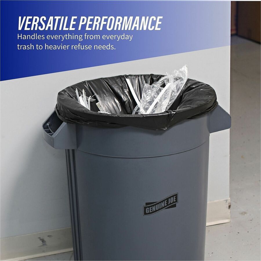 Genuine Joe Heavy-Duty Trash Can Liners - Medium Size - 30 gal Capacity - 30" Width x 36" Length - 1.50 mil (38 Micron) Thickness - Low Density - Black - 100/Carton