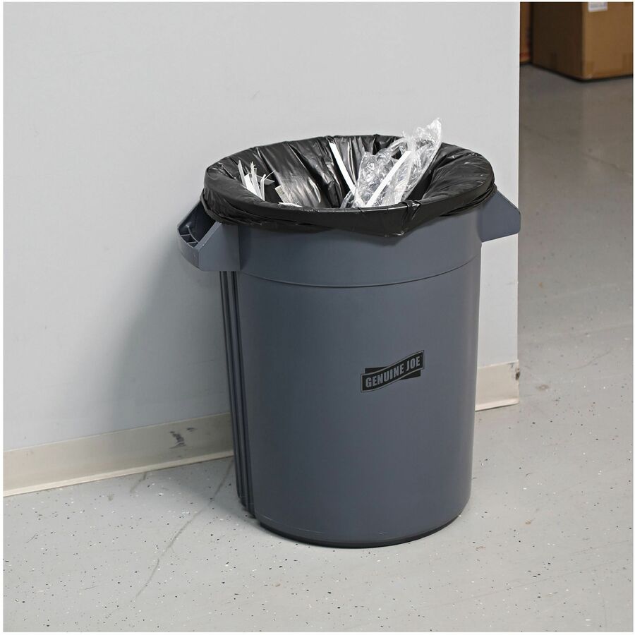 Genuine Joe Heavy-Duty Trash Can Liners - Medium Size - 30 gal Capacity - 30" Width x 36" Length - 1.50 mil (38 Micron) Thickness - Low Density - Black - 100/Carton - 