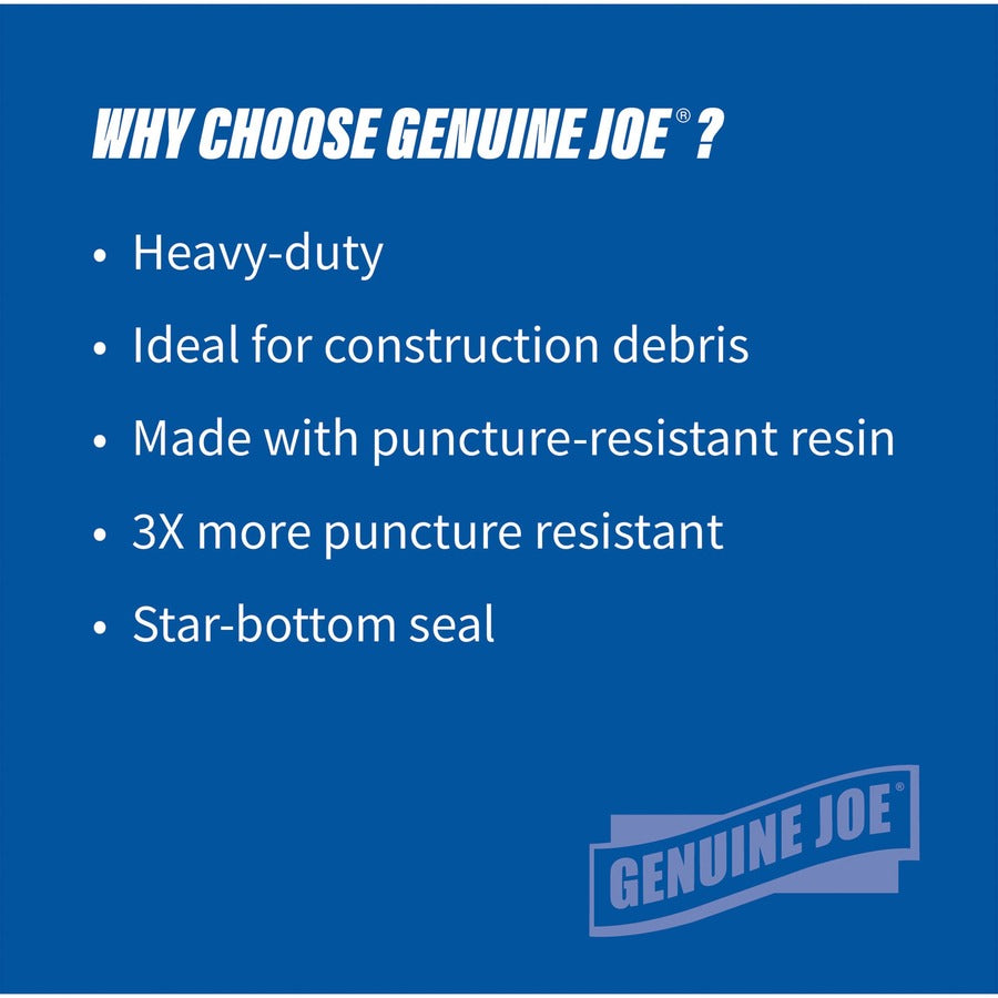 Genuine Joe Heavy-Duty Trash Can Liners - Medium Size - 33 gal Capacity - 33" Width x 40" Length - 1.50 mil (38 Micron) Thickness - Low Density - Black - 100/Carton