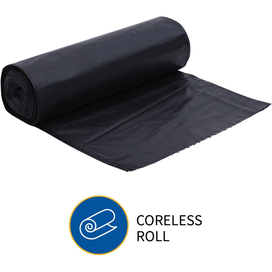Genuine Joe Heavy-Duty Trash Can Liners - Large Size - 45 gal Capacity - 39" Width x 46" Length - 1.50 mil (38 Micron) Thickness - Low Density - Black - 50/Carton