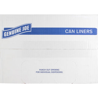 Genuine Joe High-Density Can Liners - Medium Size - 33 gal Capacity - 33" Width x 40" Length - 0.43 mil (11 Micron) Thickness - High Density - Clear - Resin - 20/Carton - 25 Per Roll - Office Waste, Industrial Trash