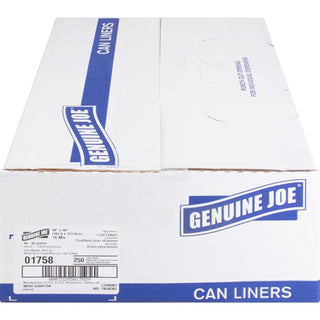 Genuine Joe High-density Can Liners - Large Size - 45 gal Capacity - 40" Width x 48" Length - 0.63 mil (16 Micron) Thickness - High Density - Clear - Resin - 10/Carton - 25 Per Roll - Office Waste, Industrial Trash