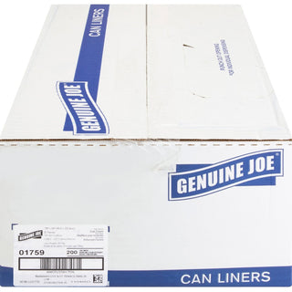 Genuine Joe High-Density Can Liners - Extra Large Size - 60 gal Capacity - 38" Width x 60" Length - 0.67 mil (17 Micron) Thickness - High Density - Clear - Resin - 10/Carton - 20 Per Roll - Office Waste, Industrial Trash
