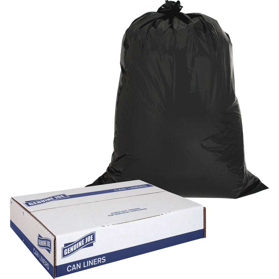 Genuine Joe Heavy Duty Contractor Bags - Large Size - 42 gal Capacity - 33" Width x 48" Length - 2.50 mil (63 Micron) Thickness - Low Density - Black - 20/Carton - Kitchen - 