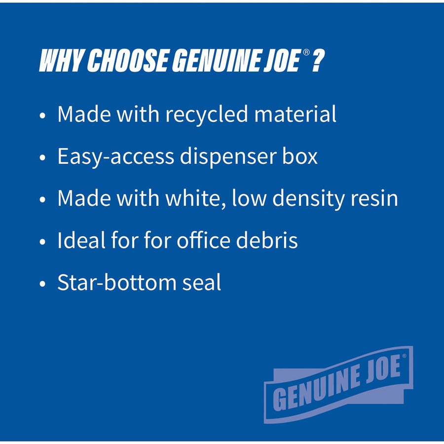 Genuine Joe Heavy-Duty Tall Kitchen Trash Bags - Small Size - 13 gal Capacity - 24" Width x 31" Length - 0.85 mil (22 Micron) Thickness - Low Density - White - 150/Carton - Kitchen - Recycled