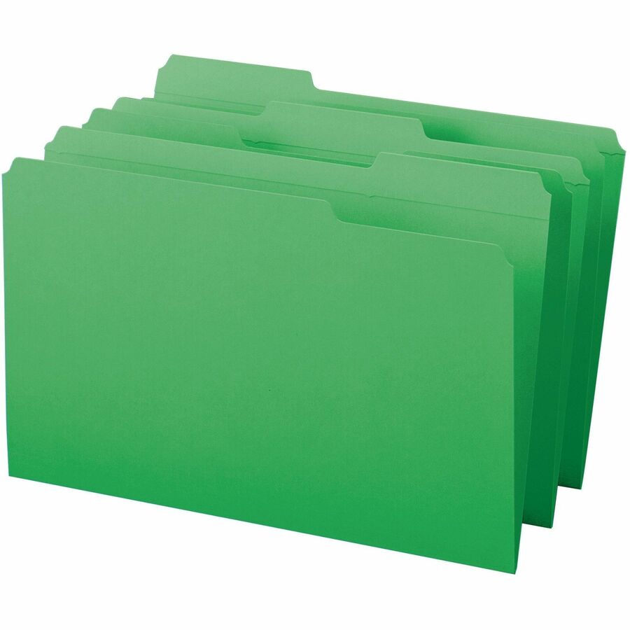 Reinforced Top Tab Colored File Folders, 1/3-Cut Tabs: Assorted, Legal Size, 0.75" Expansion, Green, 100/Box