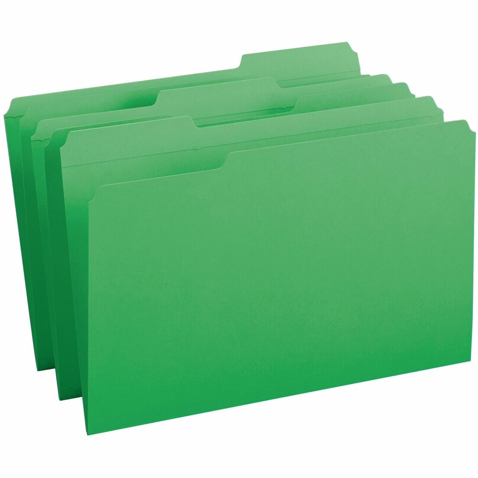 Reinforced Top Tab Colored File Folders, 1/3-Cut Tabs: Assorted, Legal Size, 0.75" Expansion, Green, 100/Box
