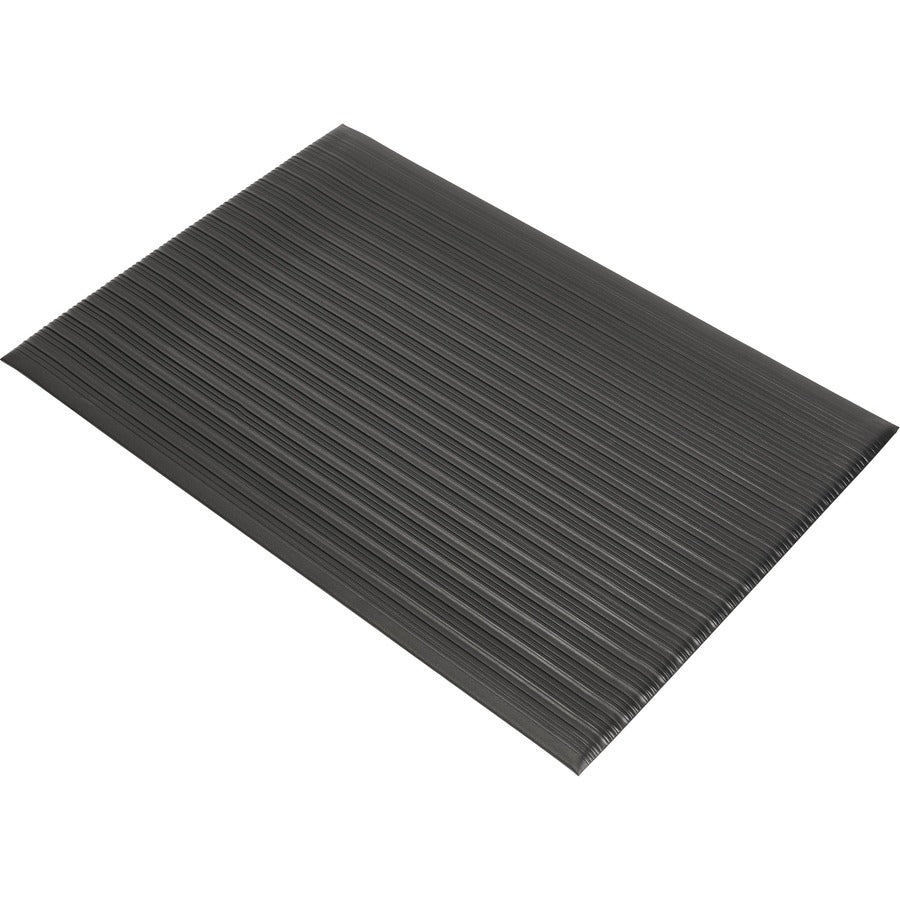 Genuine Joe Air Step Anti-Fatigue Mat - Warehouse - 36" Length x 24" Width x 0.375" Thickness - Vinyl, Vinyl Foam - Black - 1Each
