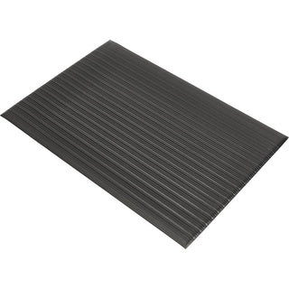 Genuine Joe Air Step Anti-Fatigue Mat - Warehouse - 36" Length x 24" Width x 0.375" Thickness - Vinyl, Vinyl Foam - Black - 1Each