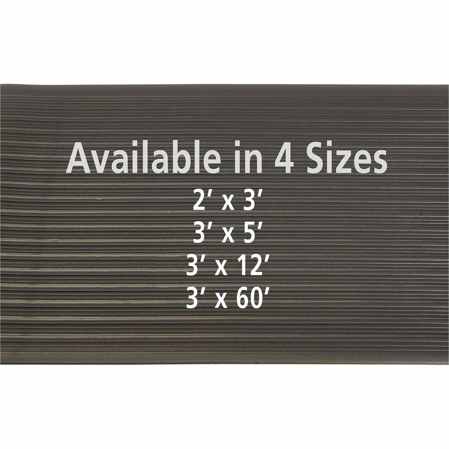 Genuine Joe Air Step Anti-Fatigue Mat - Warehouse - 36" Length x 24" Width x 0.375" Thickness - Vinyl, Vinyl Foam - Black - 1Each