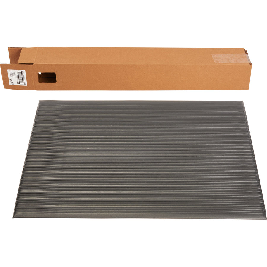 Genuine Joe Air Step Anti-Fatigue Mat - Warehouse - 36" Length x 24" Width x 0.375" Thickness - Vinyl, Vinyl Foam - Black - 1Each