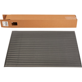 Genuine Joe Air Step Anti-Fatigue Mat - Warehouse - 36" Length x 24" Width x 0.375" Thickness - Vinyl, Vinyl Foam - Black - 1Each