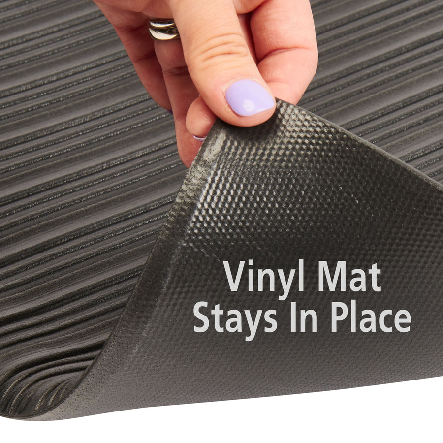 Genuine Joe Air Step Anti-Fatigue Mat - Warehouse - 36" Length x 24" Width x 0.375" Thickness - Vinyl, Vinyl Foam - Black - 1Each