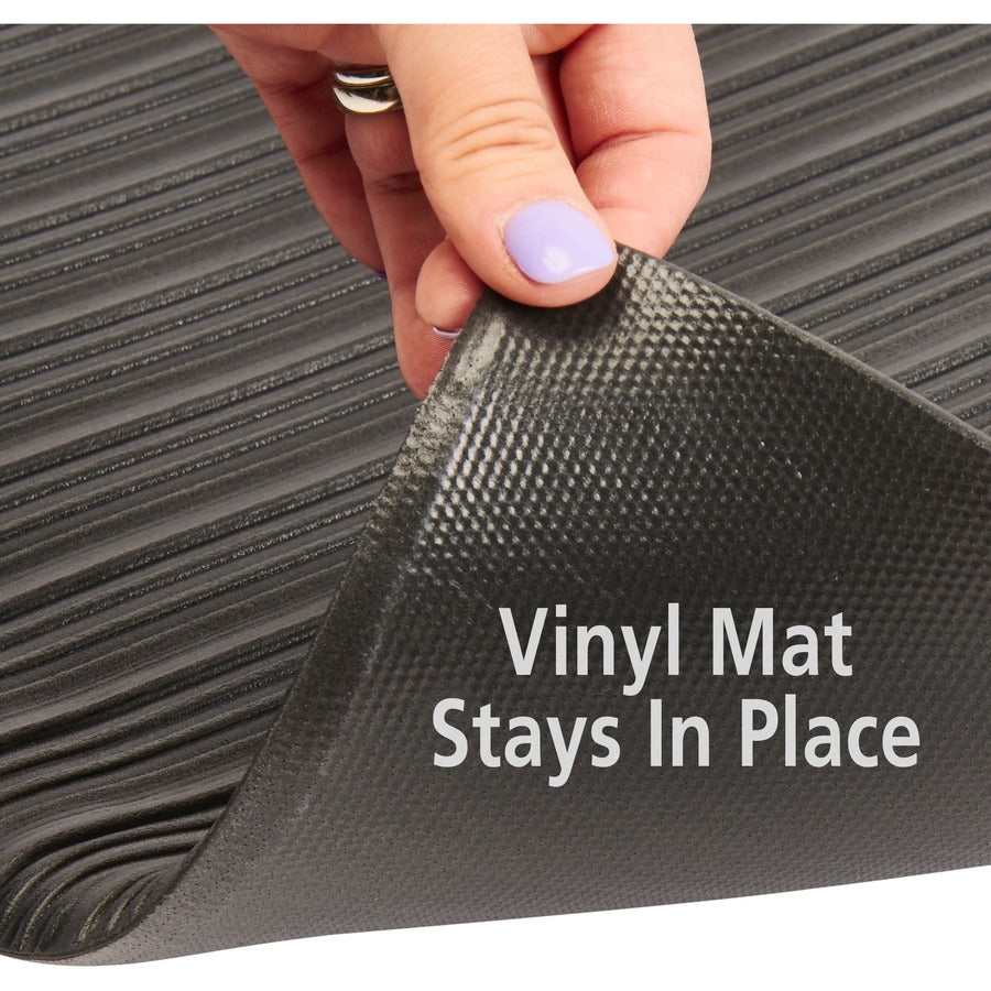 Genuine Joe Air Step Anti-Fatigue Mat - Warehouse - 60" Length x 36" Width x 0.375" Thickness - Vinyl, Vinyl Foam - Black - 1Each