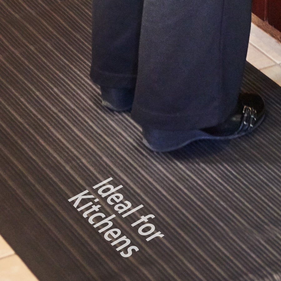Genuine Joe Air Step Anti-Fatigue Mat - Warehouse - 60" Length x 36" Width x 0.375" Thickness - Vinyl, Vinyl Foam - Black - 1Each