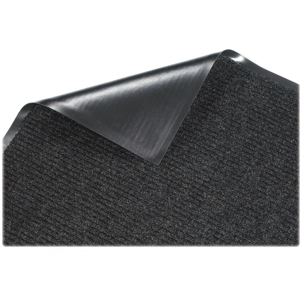 Genuine Joe Ribbed Indoor Wiper Mat - Warehouse, Hotel, Indoor - 60" Length x 36" Width - Polypropylene, Vinyl - Charcoal - 1Each - 