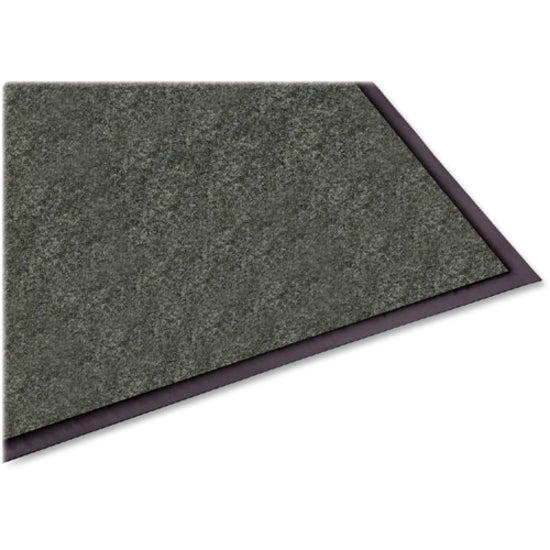 Genuine Joe Ribbed Indoor Wiper Mat - Warehouse, Indoor - 72" Length x 48" Width - Vinyl, Polypropylene - Charcoal - 1Each - 