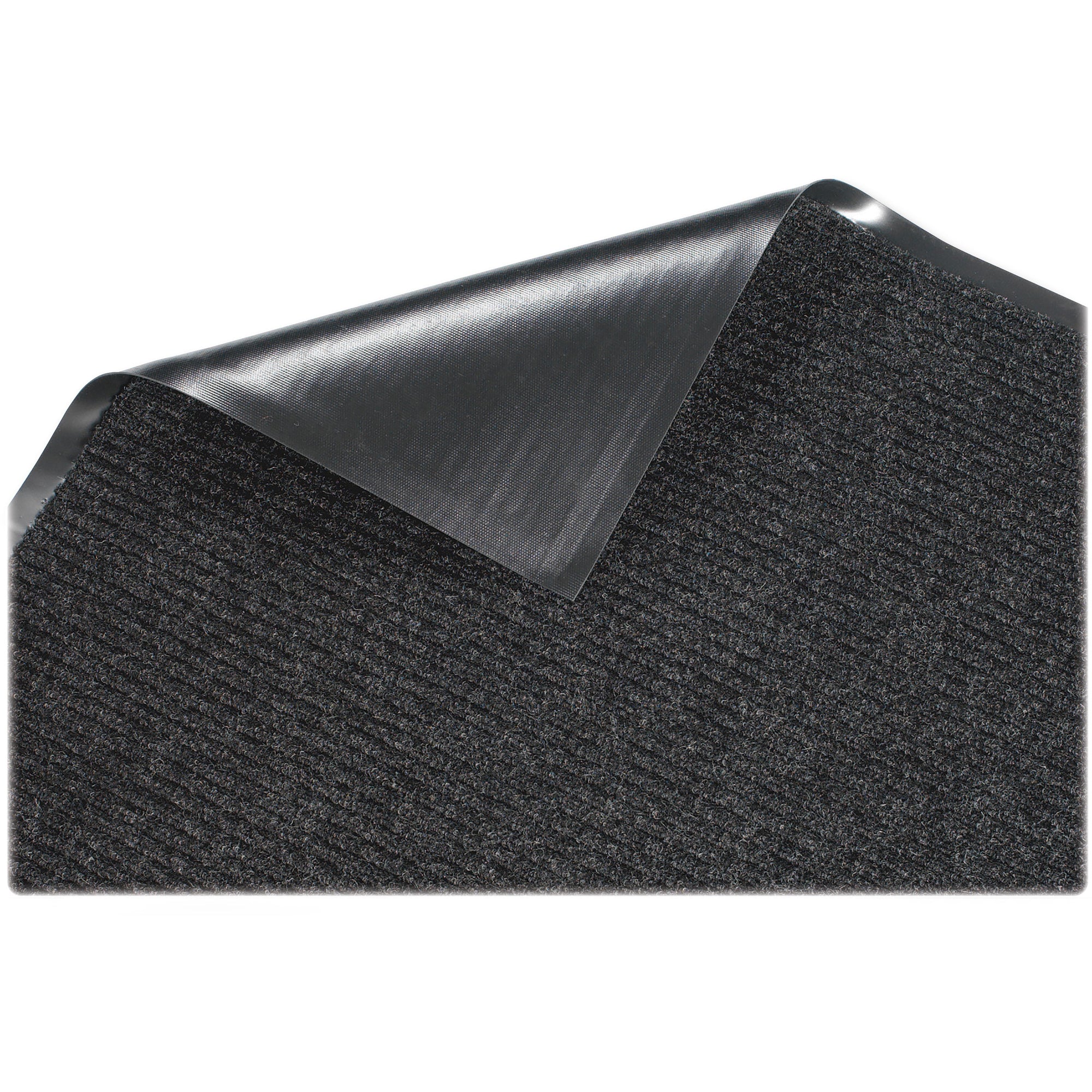 Genuine Joe Ribbed Indoor Wiper Mat - Warehouse, Indoor - 72" Length x 48" Width - Vinyl, Polypropylene - Charcoal - 1Each - 