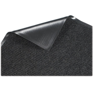 Genuine Joe Ribbed Indoor Wiper Mat - Warehouse, Indoor - 72" Length x 48" Width - Vinyl, Polypropylene - Charcoal - 1Each - 