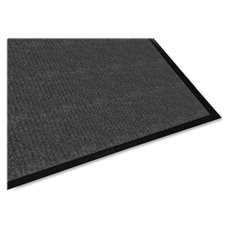 Genuine Joe Ribbed Indoor Wiper Mat - Warehouse, Indoor - 72" Length x 48" Width - Vinyl, Polypropylene - Charcoal - 1Each - 