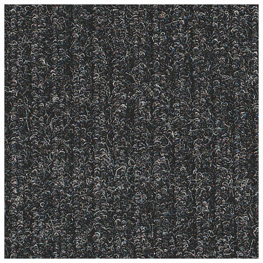 Genuine Joe Ribbed Indoor Wiper Mat - Warehouse, Indoor - 72" Length x 48" Width - Vinyl, Polypropylene - Charcoal - 1Each - 