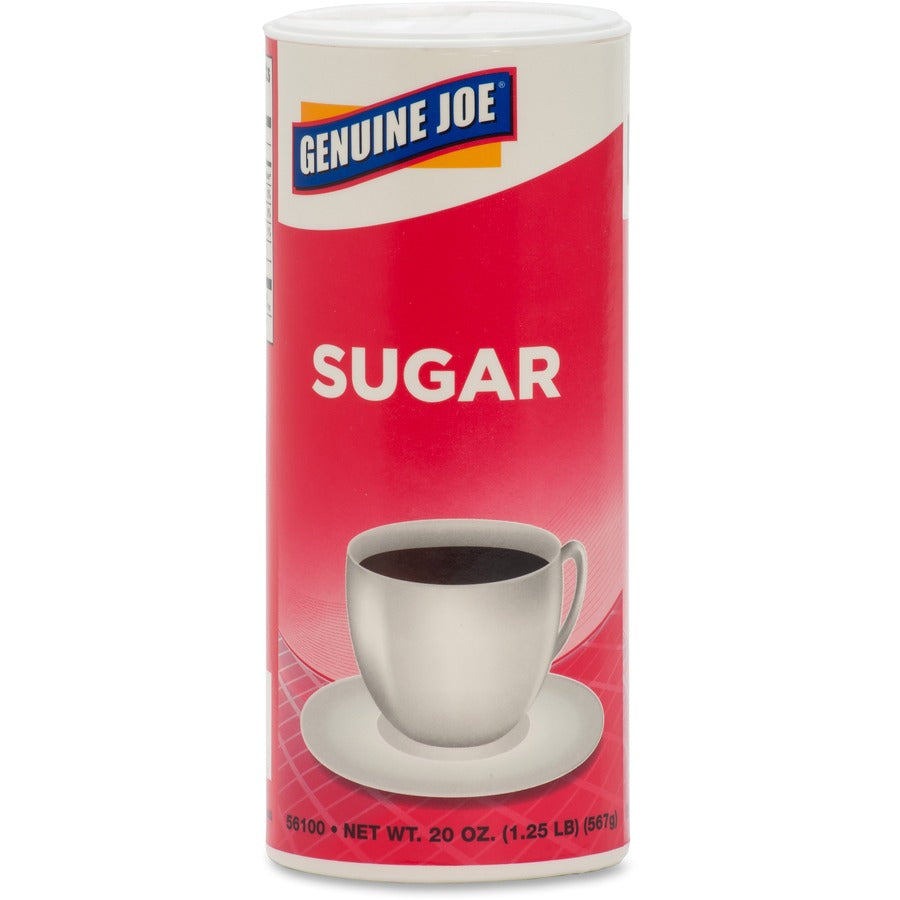 Genuine Joe Sugar - Canister - 20 oz (567 g) - Natural Sweetener - 3/Pack
