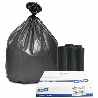 Genuine Joe Maximum Strength Trash Can Liner - Extra Large Size - 60 gal Capacity - 39" Width x 56" Length - 1.55 mil (39 Micron) Thickness - Low Density - Silver - Plastic Resin - 50/Carton - Food Waste, Office Waste, Can, Debris - Recycled