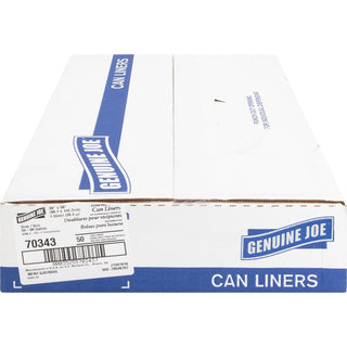 Genuine Joe Maximum Strength Trash Can Liner - Extra Large Size - 60 gal Capacity - 39" Width x 56" Length - 1.55 mil (39 Micron) Thickness - Low Density - Silver - Plastic Resin - 50/Carton - Food Waste, Office Waste, Can, Debris - Recycled