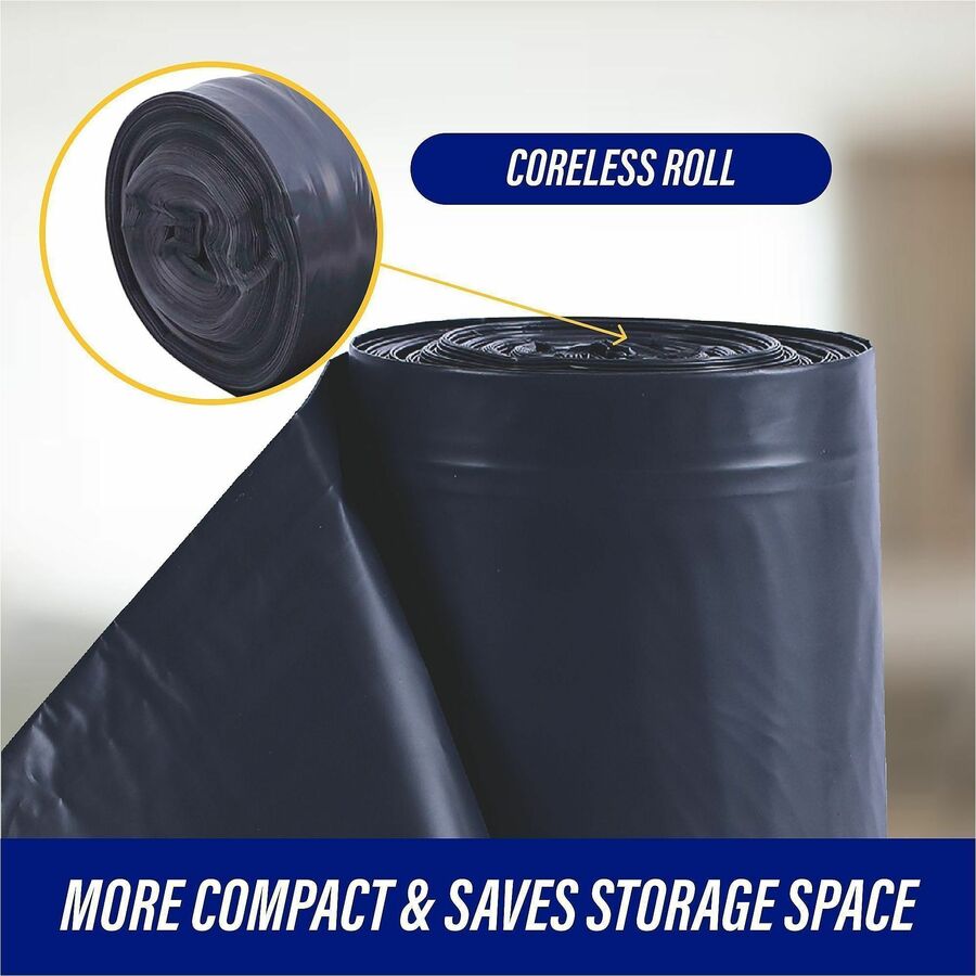 Genuine Joe Maximum Strength Trash Can Liner - Extra Large Size - 60 gal Capacity - 39" Width x 56" Length - 1.55 mil (39 Micron) Thickness - Low Density - Silver - Plastic Resin - 50/Carton - Food Waste, Office Waste, Can, Debris - Recycled
