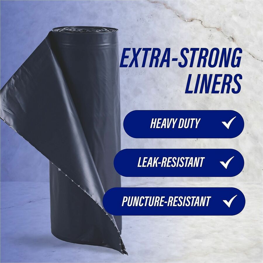 Genuine Joe Maximum Strength Trash Can Liner - Extra Large Size - 60 gal Capacity - 39" Width x 56" Length - 1.55 mil (39 Micron) Thickness - Low Density - Silver - Plastic Resin - 50/Carton - Food Waste, Office Waste, Can, Debris - Recycled