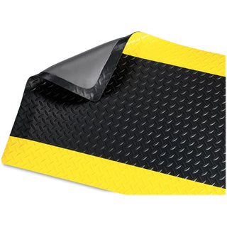 Genuine Joe Safe Step Anti-Fatigue Floor Mat - Warehouse, Factory - 60" Length x 36" Width - Black, Yellow - 1Each