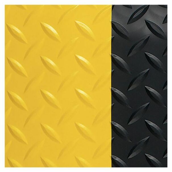 Genuine Joe Safe Step Anti-Fatigue Floor Mat - Warehouse, Factory - 60" Length x 36" Width - Black, Yellow - 1Each - 