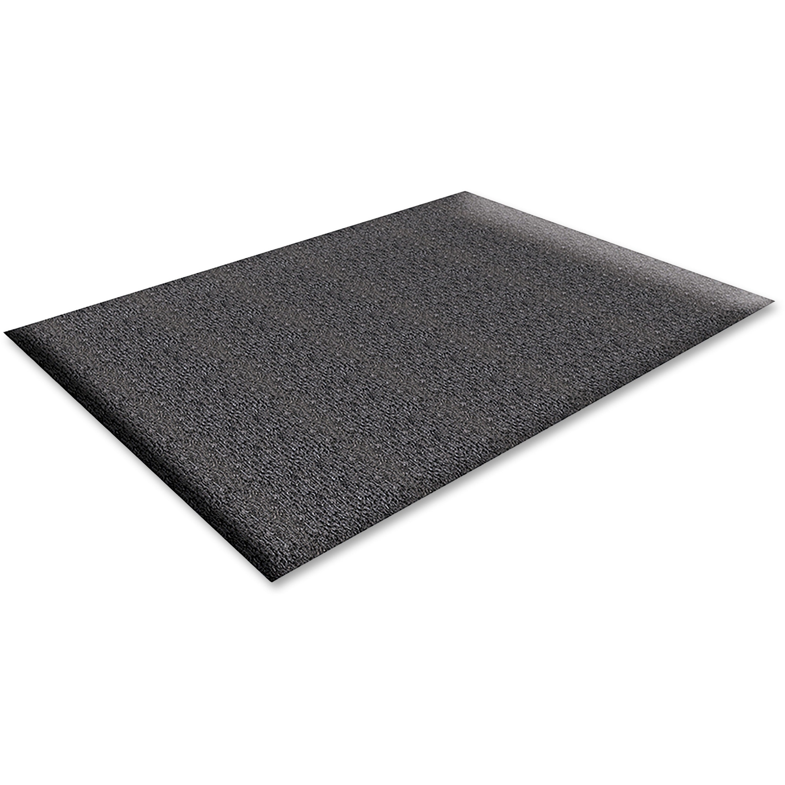 Genuine Joe Soft Step Vinyl Anti-Fatigue Mats - Warehouse - 10 ft Length x 36" Width x 0.375" Thickness - Vinyl - Black - 1Each - 