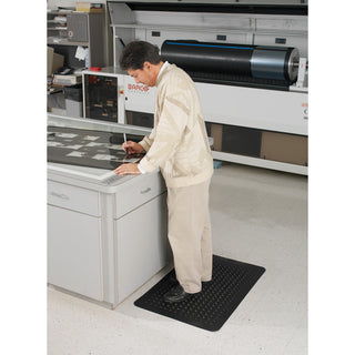 Genuine Joe Flex Step Rubber Anti-Fatigue Mats - Warehouse - 60" Length x 36" Width - Rubber - Black - 1Each