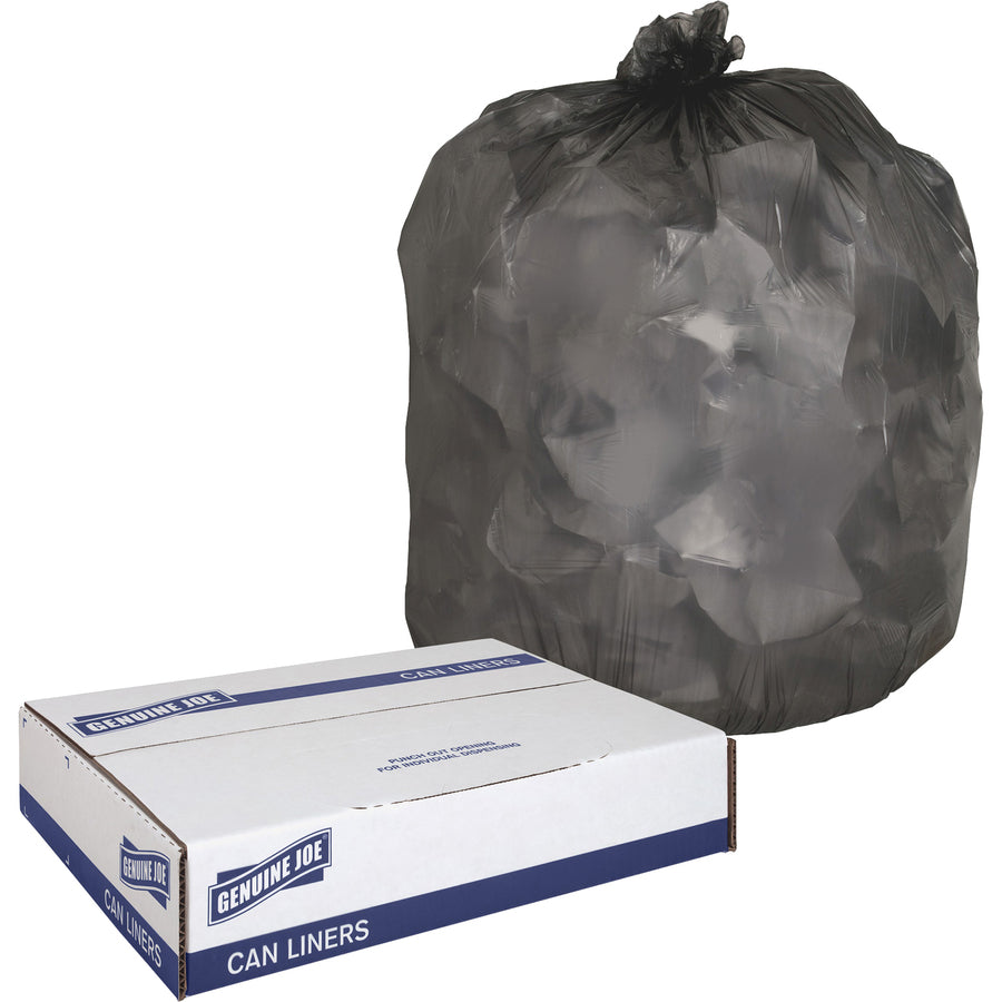 Genuine Joe Economy Linear Low-Density Can Liners - Extra Large Size - 60 gal Capacity - 38" Width x 58" Length - 0.58 mil (15 Micron) Thickness - Low Density - Black - 200/Carton - 