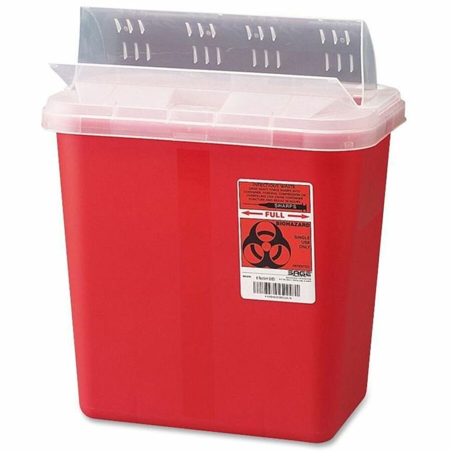 Covidien Sharps Medical Waste Container - 2 gal Capacity - 12.8" Height x 10.5" Width x 7.3" Depth - Red - 1 Each - 
