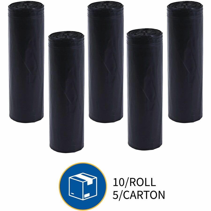 Genuine Joe Heavy-Duty Trash Can Liners - 60 gal Capacity - 39" Width x 56" Length - 1.50 mil (38 Micron) Thickness - Low Density - Black - Plastic Resin - 50/Carton - Debris, Can, Waste