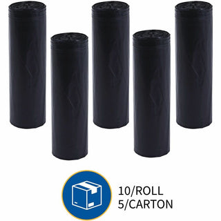 Genuine Joe Heavy-Duty Trash Can Liners - 60 gal Capacity - 39" Width x 56" Length - 1.50 mil (38 Micron) Thickness - Low Density - Black - Plastic Resin - 50/Carton - Debris, Can, Waste