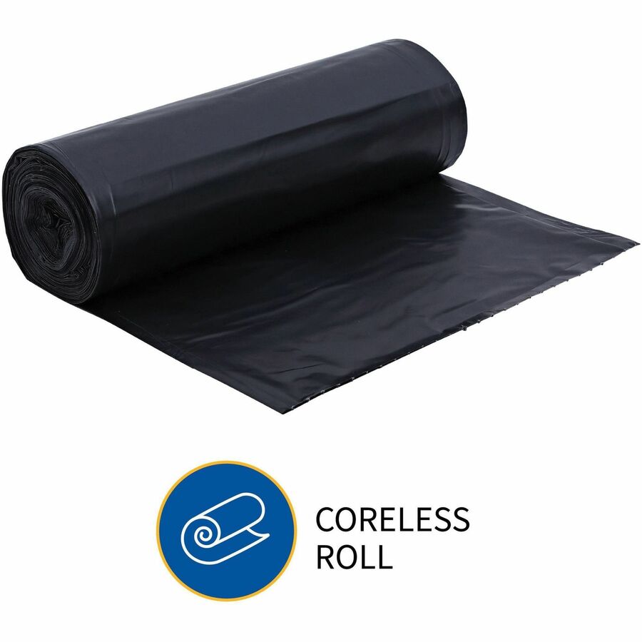 Genuine Joe Heavy-Duty Trash Can Liners - 60 gal Capacity - 39" Width x 56" Length - 1.50 mil (38 Micron) Thickness - Low Density - Black - Plastic Resin - 50/Carton - Debris, Can, Waste