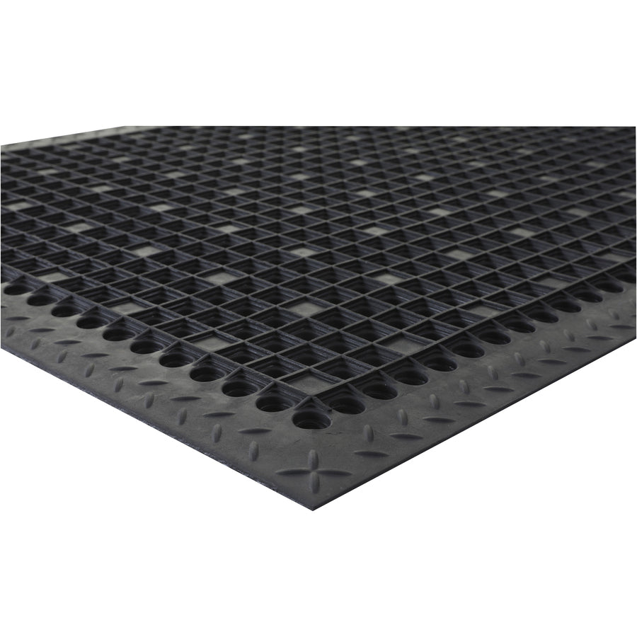 Genuine Joe Versa-Lite Anti-microbial Rubber Mat - Warehouse - 60" Length x 36" Width - Rubber - Black - 1Each - 